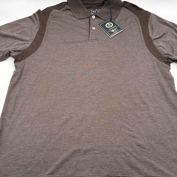 Nat Nast Mens Silk Blend Polo Shirt Brown Short Sleeve Casual Top Medium - Picture 2 of 10